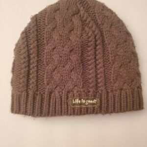 Life Is Good Brown Cable Knit Beanie